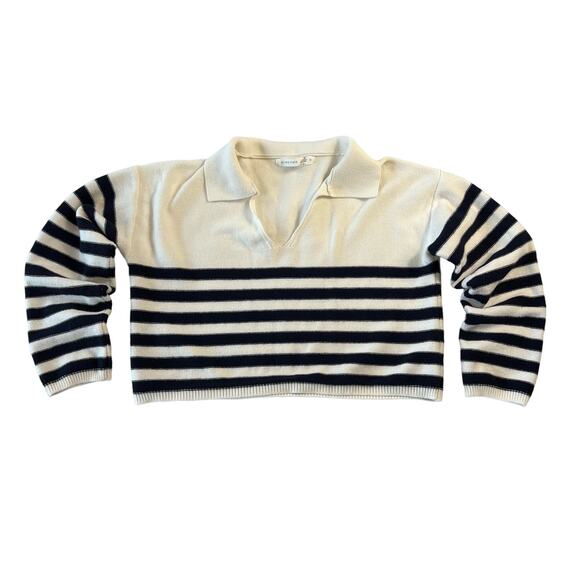 Altr'd State Women's Small Navy White Crop V-Neck Sweater - Picture 1 of 4
